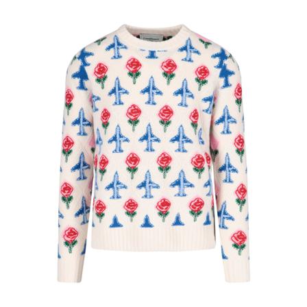 Casablanca Round-neck Strik Hvid, Herre Strik
