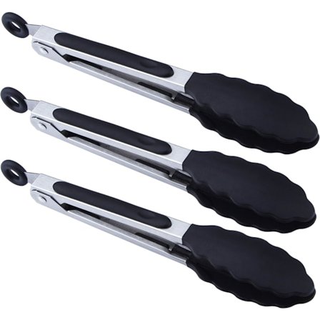 Mini silikon serveringstänger 17,8 cm Set med 3 - Svart