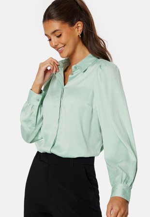 BUBBLEROOM Satin Puff Sleeve Shirt Klær