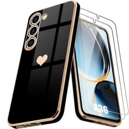 Coque Silikone - Booling - til Samsung Galaxy A36 - Sort - Hjerte Mønster - Fuld Beskyttelse
