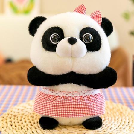 Panda Med Klänning Plysch Med Q Version Gosedjursleksaker Sovkuddeleksak Red