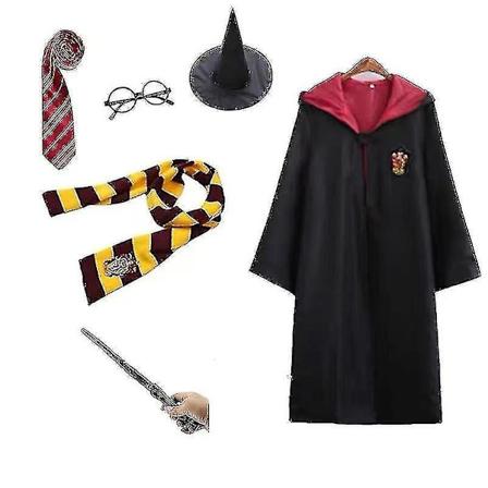 Harry Potter 6pc sæt magisk troldmand Fancy Dress Cape dragt rød børn 125cm re ed kids 125cm