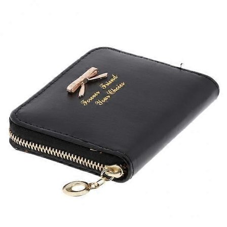 5x Flicka Kvinnor PU Läder Plånbok Korthållare Pengar Dragkedja Väska Svart