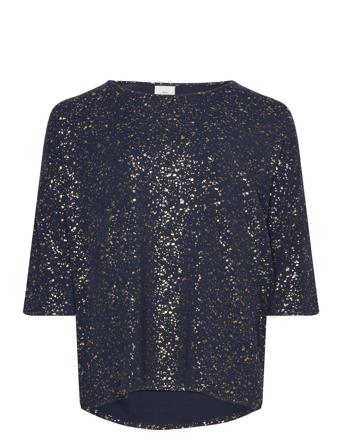 Carfoila 3/4 O-Neck Top Jrs Bf Bluse Langermet Marineblå ONLY Carmakoma*Betinget Tilbud