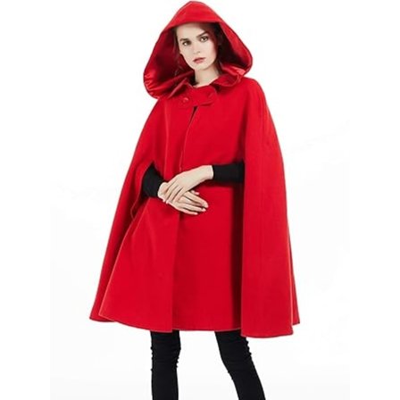 Lang hettekappe for kvinner Brud Vinter Bryllup Ullblanding Poncho Middelalder Halloween Jule Cosplay Kostyme. Rød