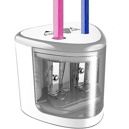 Elektrisk blyantspisser for fargeblyanter, batteridrevet blyantspisser for 6-12 mm blyanter, dobbelt hull for kontor, skole, kunstnere, voksne og barn