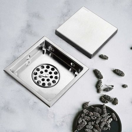 4 Tuuman Neliön Muotoinen Laatta Lattia Suihku Viemäri Deodorantti Keskellä Neliö Lattia Viemärit Kylpyhuone Keittiö Parveke, Painovoima Tiiviste (