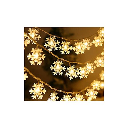 Lyslenke, snøfnugg lyslenke, 6M 40 LED innendørs og utendørs julelys, for hjemmefestdekorasjon, julelenke, juletre