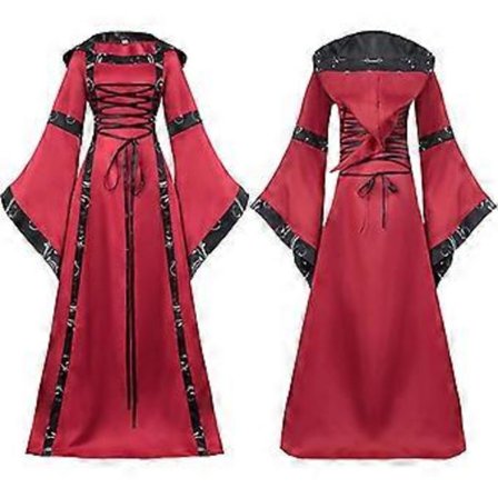 Medeltida Damdräkt Retro Prinsessklänning Halloweenkostym (B S)