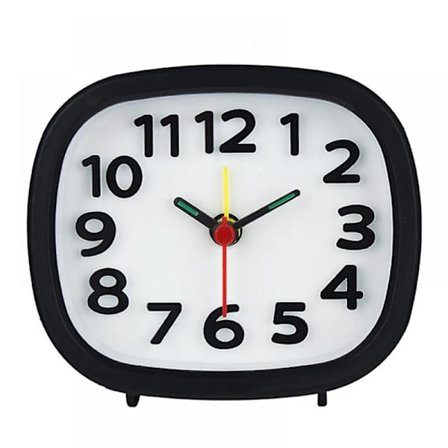 Ovalt vækkeur, lydløst og ikke-tikkende, vække-ur, boligindretningsur, lille bærbart rejsevækkeur -sort