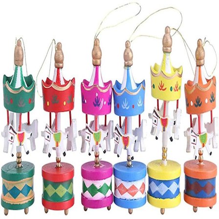 Karusellikoriste, Mini Ripustettava Koriste Joulukuusikarusellihevoskoriste, Karuselli Jouluhuoneen Sisustus Lastenlahja Puu