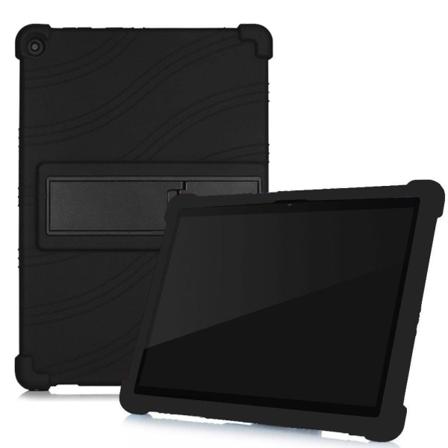 Silikoni slide-out kickstand design tapauksessa Lenovo Tab M10 FHD Plus - Musta Black