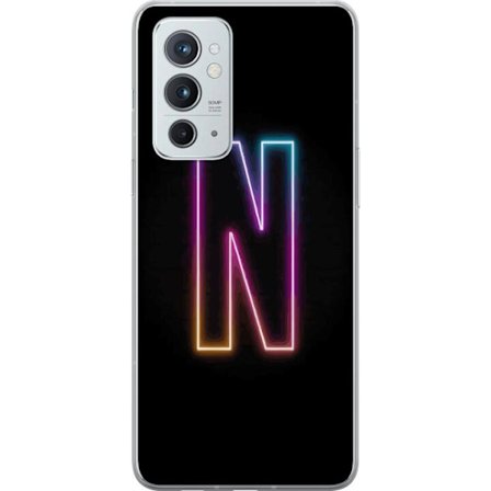 Kompatibelt Mobildeksel til OnePlus OnePlus 9RT 5G Minimalistisk neonbokstav N i fargeskiftende lys mot svart bakgrunn