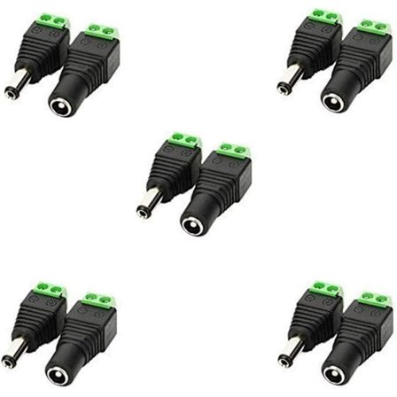 5,5x2,1mm DC hun DC han adapter 12V DC stikforbindelse, til CCTV-kamera LED-strimmel LED-strimmel eller andre DC 5V-24V-enheder (5hun+5han)