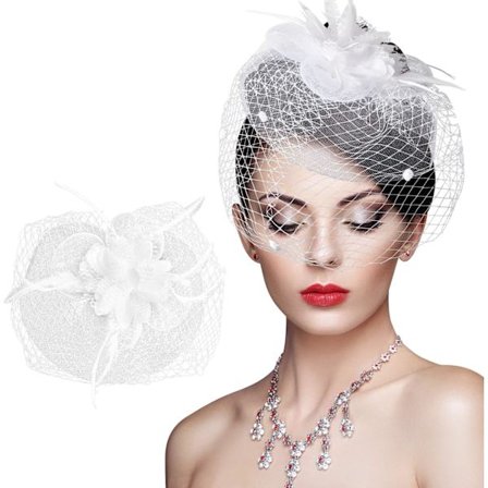 Net pandebånd hårtilbehør, bryllupsnet pandebånd fjerblomst klips