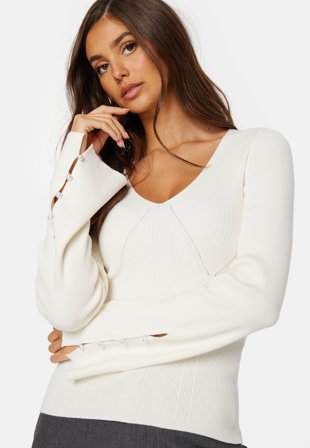 BUBBLEROOM Carlie Pearl Button Top Cream Klær