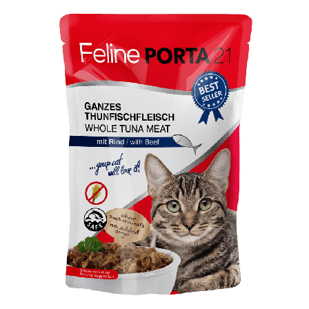 Porta21 - Feline Tunfisk med oksekjøtt Kattepose 100g - Katt - Kattefôr & kattemat - Våtfôr og våtmat - ZOO.no