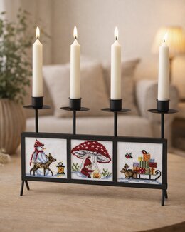 Geschmiedeter Kerzenhalter mit Stickerei – Komplettset