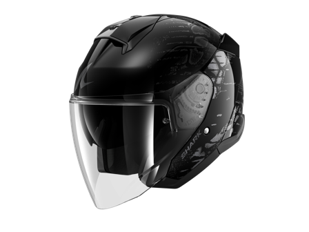 Halvhjelm Shark Skwal Jet Reptaia Svart/Antrasitt S