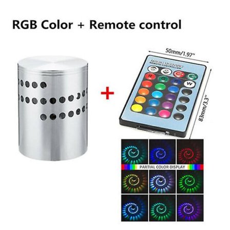RGB Spiral Hul LED Væglampe Effekt Væglampe Med Fjernbetjening Farverig RGB&Fjernbetjening