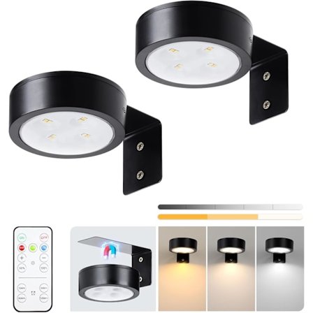 2-pak Billedlampe Batteridrevet med Fjernbetjening, LED Malerilamper, Dæmpbar og Timer Malerilampe, Kunstdisplaylampe