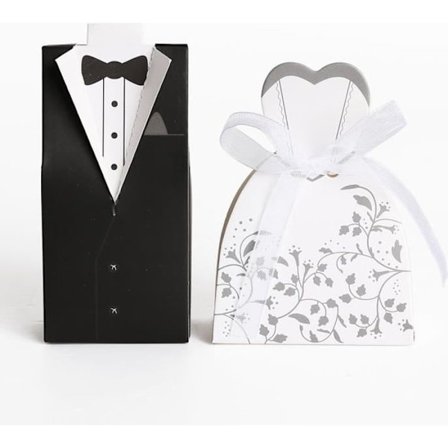 100x Ask med godis 50 par Brudgum + Brud Godisask Present Gåva för Bröllop 9