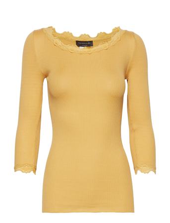 Silk T-Shirt Boat Neck Regular W/Vi T-shirts & Tops Long-sleeved Gul Rosemunde