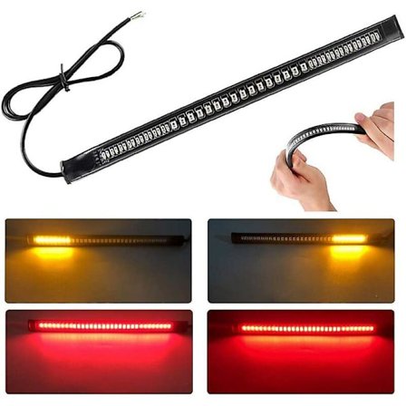 Ultra-thin 48led 2835 3014smd Motorcycle Tail Light Bar - 12v Universal Flexible Led Strip - Led Brake Assist Light Motorbike Headlight Plate (red + A