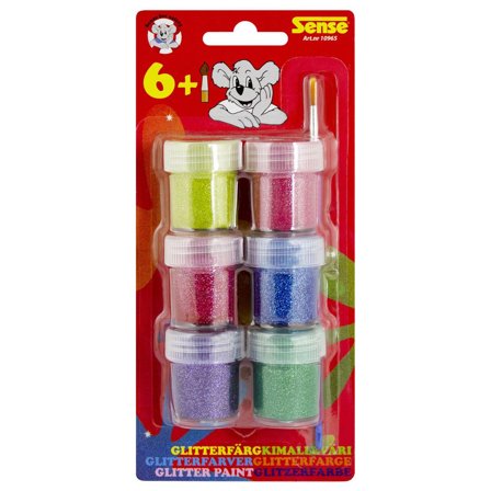 SENSE Glitterfärger, 6-pack, pensel, olika färger 6/fp - Lyreco - Skola och förskola - Målarfärg och tillbehör - Specialfärg