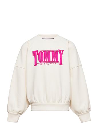 Tommy Sateen Logo Cn Sweat-shirt Tröja Rosa Tommy Hilfiger
