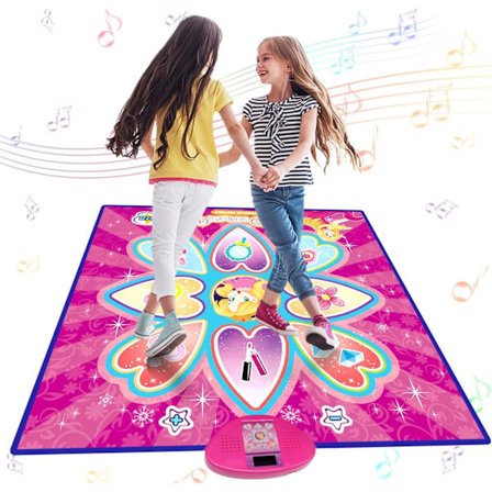 Børnedansemåtte – med 7 spiltilstande, 10 udfordringsniveauer, 10 indbyggede sange og LED-lys