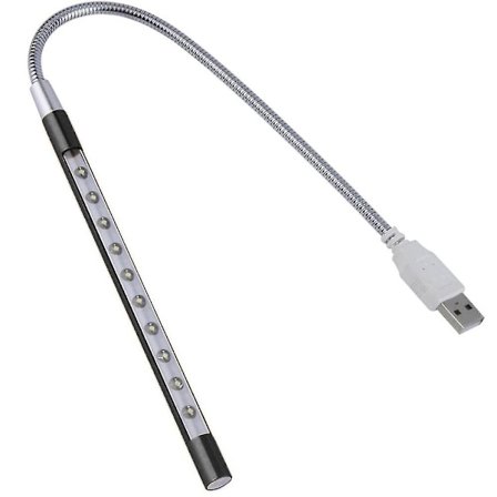 Kevyt kannettava lamppu Usb Led 5v 1w 10 Led Pitkä Gooseneck Kosketushimmennin Lamppu Kannettava Näppäimistö Yövalo(Musta)