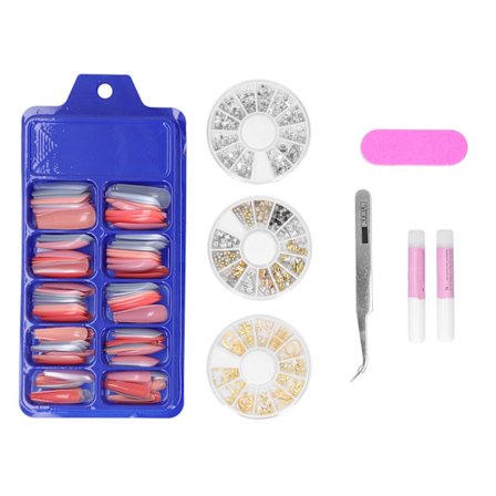 ABS Lange Farvede Falske Negle Kunstige Fuld Dækning Negle Manicure Tips Stickers med Etui44