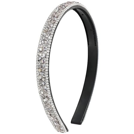 Rhinestone Hovedbånd til Kvinder, Kam Hovedbånd med Tænder, Bling Glitrende Sølvgrå Perle Hovedbånd, Skridsikkert Fashion Hårbånd, Fødselsdag Ferie 