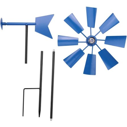 1 stk. serie vindmølle dekorativ vindmølle dekorativ gård vindmølle jern stik i vinde maskine have vindmølle ornament-blå