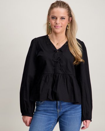 Gina Tricot Young Y puff sleeve blouse Noir Hauts et chemisiers Fille - Kids Brand Store