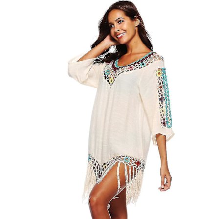 Patchwork Bikini Cover Up Tofs Blommig ram Beachwear Kaftan