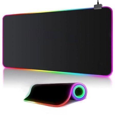 XXL RGB -pelihiirimatto (800 x 300 mm), 14 LED-valotehostetta, liukumaton, peli-PC:lle