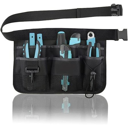 Bærbar hageverktøybelte, hageverktøybelte, justerbar hageverktøy midjeveske (svart)