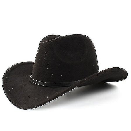 Unisex Voksen Ull Cowboy Western Hat Bred Brei Cap Vinter Varm(svart)