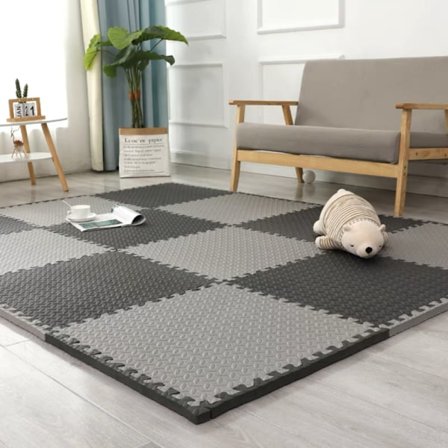 Skum Legemåtte - Børns Bløde Eva Puslespilmåtte, Sammenlåsende Børns Legemåtte Gulv Måtte Skum, 16-Pakke. 30*30*1.0 (16 stykker)sort grå