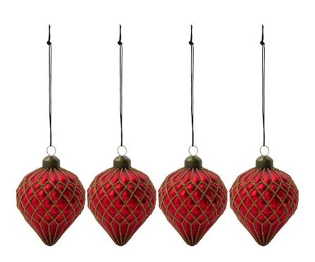 House Doctor Ornamenter Hinda Rød 4stk