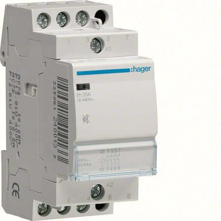 Hager ESD325S Kontaktor 3 lukkede, 25 A, 24 V AC, Elfordeling & strømforsyning