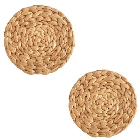 2 stk. plettet vandhyacint græs runde måtte spisebord