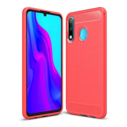 Huawei P30 Lite borstat skal med kolfibertextur - röd