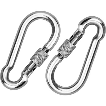 2 stycken 304 rostfritt stål karbinhake, rostfritt stål skruv