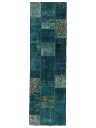 77X257 Tapis Patchwork Moderne De Couloir Noir/Vert Foncé (Laine, Perse/Iran) Carpetvista
