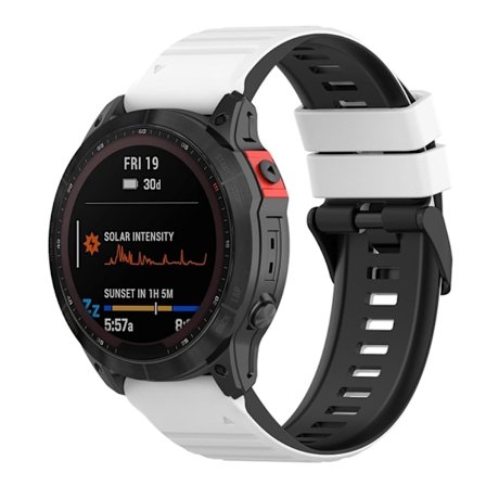 Garmin Fenix 7 tofarvet silikone-urrem - Hvid / Sort