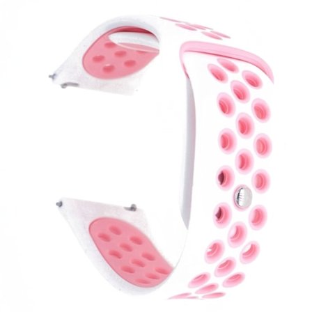 20mm Universel tofarvet silikone Urrem - Hvid / Pink