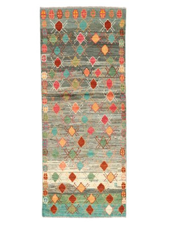 Annodato A Mano Moroccan Berber - Afghanistan 78X190 Tappeto Di Lana Verde Scuro/Verde Piccolo